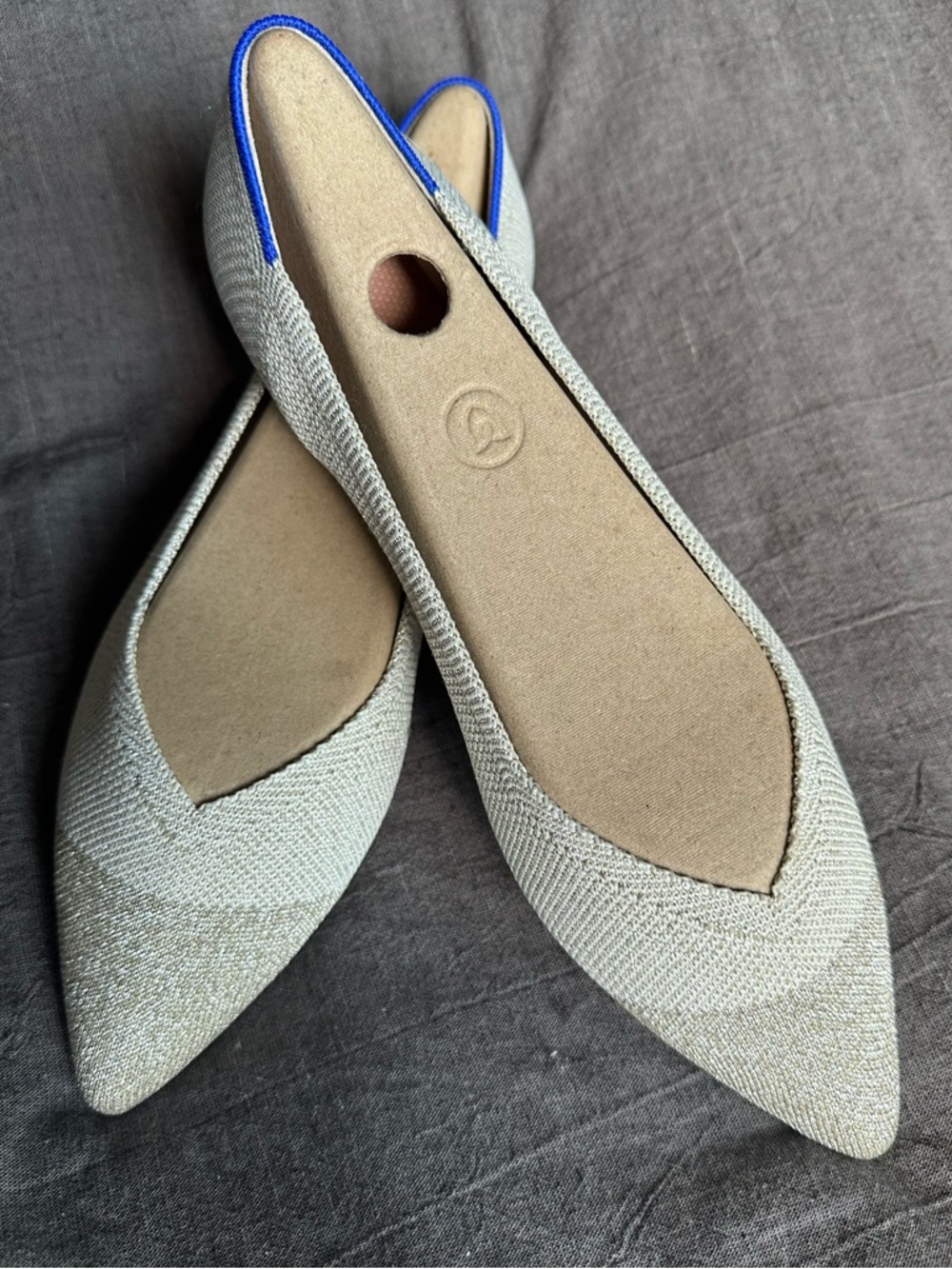 NEW Rothy’s Original Point Diamond Metallic Knit Flats 9.5 - Picture 3 of 4